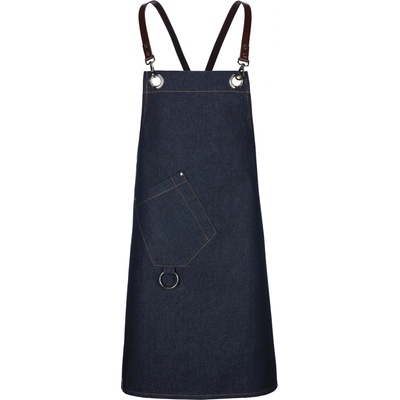 EXNER Модерна и удобна предна престилка Casual X в тъмно син цвят с кожени елементи (4840831)