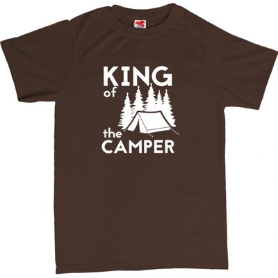 King of the camper stan pánské tričko s potiskem 401 hnědá čokoládová bílá
