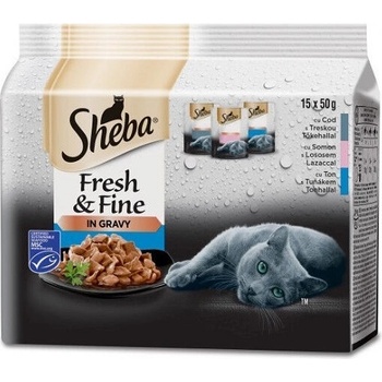 Sheba fresh fine in gravy rybí výběr 15 x 50 g