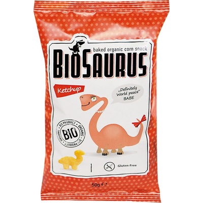 Biosaurus BIO Bezlepkové kukuričné chrumky s kečupom 50 g