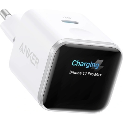 Anker Захранване за ел. мрежа с USB-C порт и смарт дисплей - Anker Nano 45W USB-C Wall Charger With Smart Display (бял) (A121DG21)