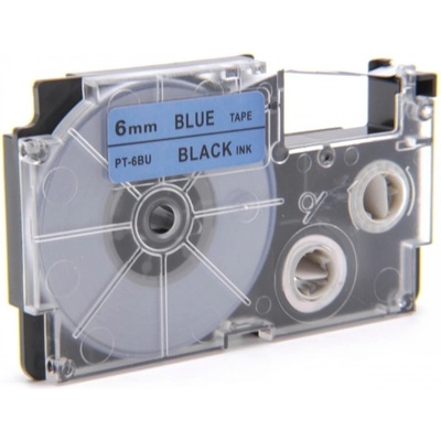 Compatible Съвместима лента с Casio XR-6BU1, 6mm x 8m черен печат / син фон (XR6BU)