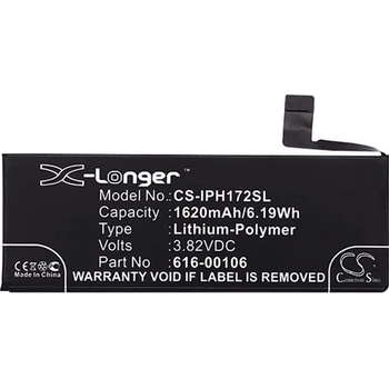 Cameron Sino Батерия за iPhone SE (2016) CAMERON SINO Li-Polymer 3.82V/1620mAh, съвместима с Apple 616-00106, ЧЕРНА CS-IPH172SL (CS-IPH172SL)