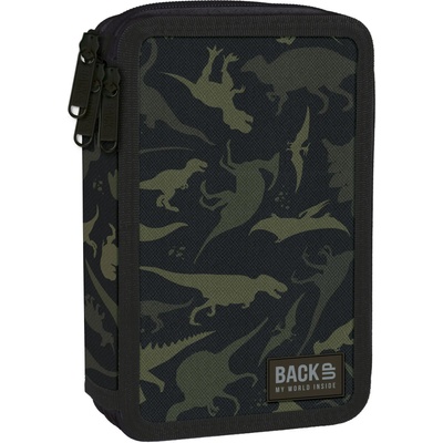 DERFORM Ученически несесер с пособия Derform BackUp - Dinosaurs, 3 ципа (88829)