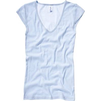Bella Mini Rib Tričko V Neck modré