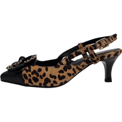 Ladies dámské kožené lodičky 26105023 hnědý leopard