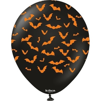 Kalisan Balloons Balonky Halloween netopýři černé s potiskem 30 cm