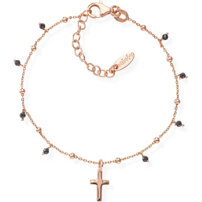 Amen Růžově pozlacený s křížem a zirkony Candy Charm BRCRRN3