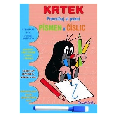 AKIM Psaní písmen a číslic Krtek Krteček stíratelný sešit s popisovačem 1
