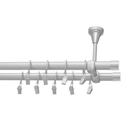 Rolmajster Kovová záclonová tyč 16 mm Matné striebro Stropná 220 cm