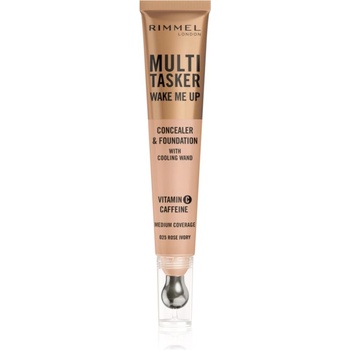 Rimmel Multi-Tasker Wake Me Up грим и коректор за озаряване на лицето цвят 25 Rose Ivory 20ml
