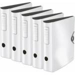 Leitz quality folder 180° Active Solid, pack of 5, A4, wide, rounded spine, 8.2 cm wide, elastic band closure, light polyfoam, plastic folder, white, 10471001 - 10471001-5