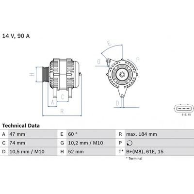Alternátor BOSCH 0 986 041 190