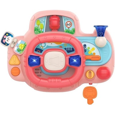 Huanger Активна музикална играчка Huanger - Забавен волан, розов (HE0542)