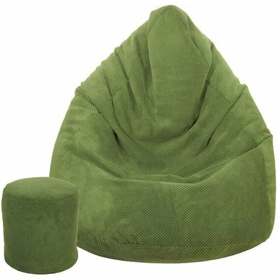 TopKing sedací vak XXXXL + podnožník XL plyš khaki