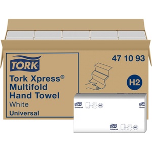 Tork Xpress Multifold Paper Towels 471093 - H2 Universal Folded Towels for Towel Dispensers - multi-folded, 1-ply, white - 20 x 250 towels (471093)
