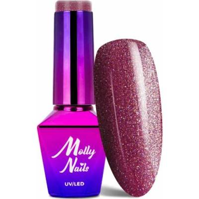 Molly Nails Gélový lak Choya 384 růžovo-vínový třpytivý gel lak 5 g
