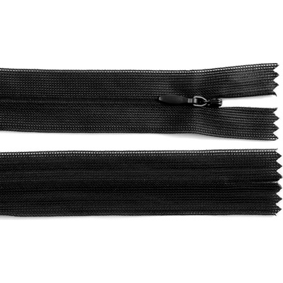 Spirálový zip skrytý No 3 délka 30 cm dederon Varianta: 332 černá, Balení: 1 ks