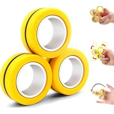 Antistresový magnetický prsten FinGears 3 ks žlutý