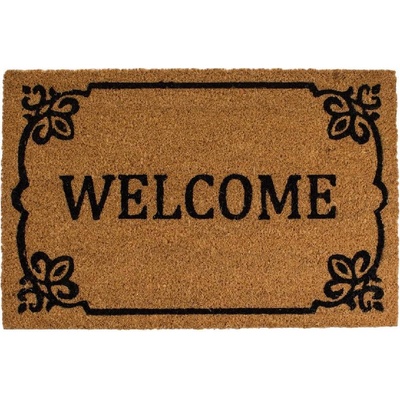60 x 40 см правоъгълна изтривалка с кокосови влакна черна рамка и надпис WELCOME