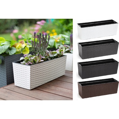 Nohel Garden Truhlík BEGONIA RATTAN plastový bílý 56x19x19 cm