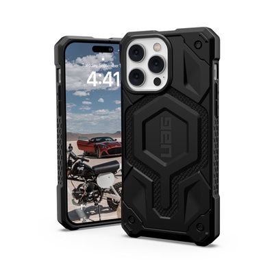 Urban Armor Gear Gear Monarch Pro Kevlar Case - удароустойчив хибриден кейс с MagSafe за iPhone 14 Pro Max (черен-кевлар)