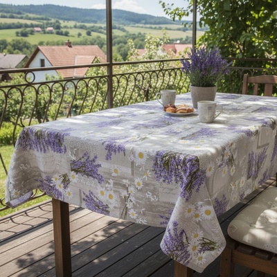 Mondo bavlna ubrus Levandule s kopretinami Fialová 40x100 cm