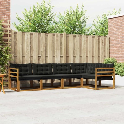 vidaXL Комплект дивани за открито 5 pcs Естествено и черно (3369447)