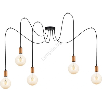 BELIS Пендел MIROS 5xE27/60W/230V паяк черен/меден (BE0754)