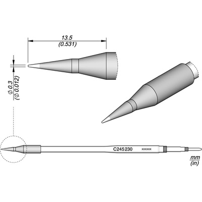 JBC C245230 – kuželový pájecí hrot Ø 0,3 mm L