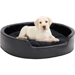 vidaXL 79x70x19 cm black plush/pleather 171262
