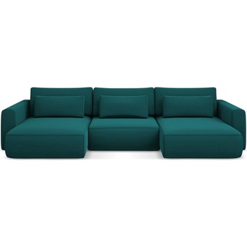 makamii Тюркоазен кадифен разтегателен ъглов диван с място за съхранение (U форма) Kapua - Makamii (KAPUA_UF_3_P1_C27)