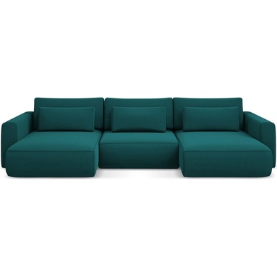 makamii Тюркоазен кадифен разтегателен ъглов диван с място за съхранение (U форма) Kapua - Makamii (KAPUA_UF_3_P1_C27)