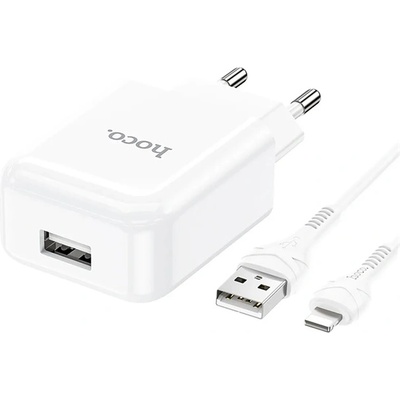 hoco. Зарядно устройство HOCO N2 с USB гнездо 10W, бързо зарядно устройство + Lightning кабел, БЯЛО N2_W_LIGHTNING (N2_W_LIGHTNING)