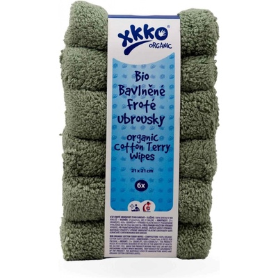 Kikko XKKO Organic BIO bavlněné froté ubrousky Granite Green 21x21cm