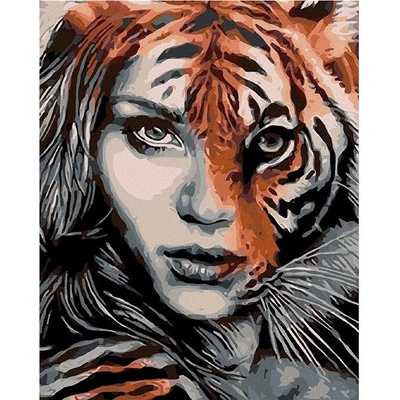 zuty Malování podle čísel Tygří žena 40 x 50 cm vypnuté plátno na rám