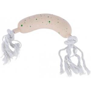 Kerbl Latex White Sausage - латексова играчка за кучета наденичка с въже и пищялка 30 см, Германия - 86279
