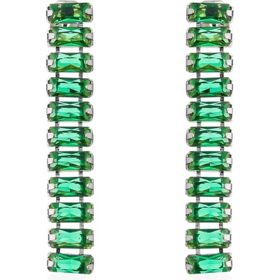 Franco Bene Stříbrné podlouhlé Crystal náušnice zelené 1466