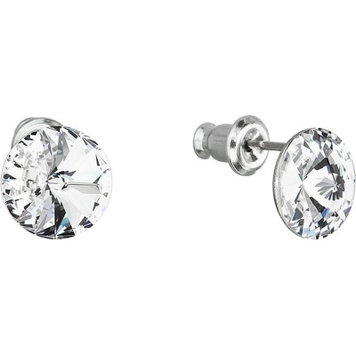 Evolution Group náušnice bižutéria so Swarovski kryštálmi biele okrúhle 51037.1