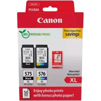 Canon PG575XL + CL576XL + 10x15 GP501 Photo Paper Multipack (5437C006)