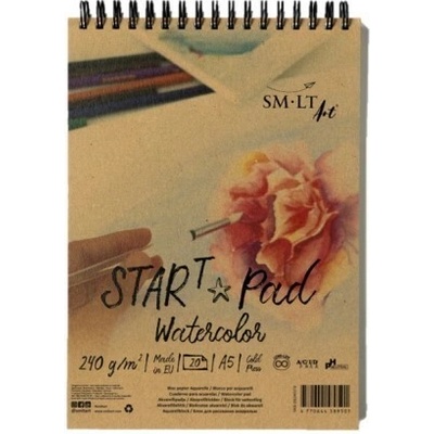 Spiral START Watercolor Pad A5 240 g/m² 20 listů akvarelový blok vodové barvy kvaš strukturovaný papír acid free pH neutrální FSC tvrdá záda horní vazba