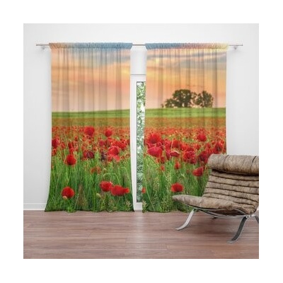 Sablio Závěsy Pole vlčích máků 2: 2 ks - 140x250 cm - Sablio