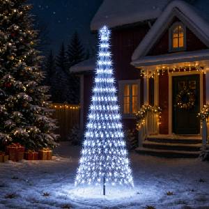 vidaXL LED Коледна Елха 300 см 350 LED светодиода Студено бяло Желязо (42053602)