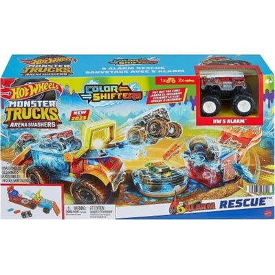 Mattel Hot Wheels Monster Trucks ARENA SMASHERS 5 Alarm Rescue Playset