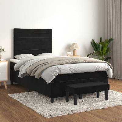 vidaXL Box spring postel s matrací 3137893 samet černá