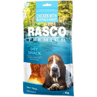 Rasco Premium buvolí kůže obalená kuřecím uzel 15 cm 80 g