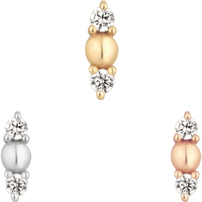 Buddha jewelry Buddha jewelry Bezzávitová koncovka piercingu Crushing ze 14 kt zlata 585/1000 se zirkony Bílé zlato