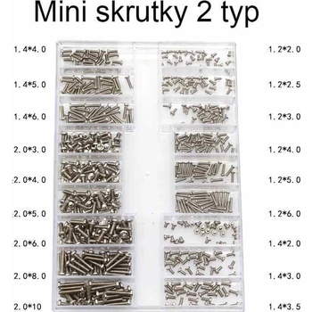 Skrutky pre notebooky pre notebooky DIY sada pre počítače, skrutky na hodinky pre mobilné telefóny 500ks sada od 1.2 po 2
