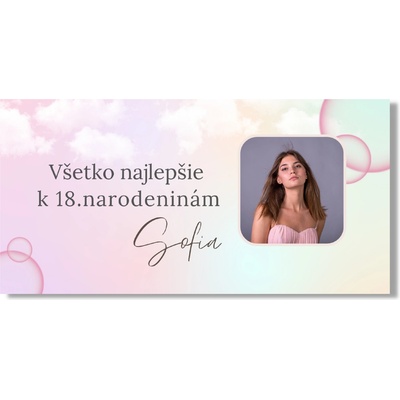 Personal Narodeninový banner s fotkou - Pink Bubble Rozmer banner: 130 x 65 cm