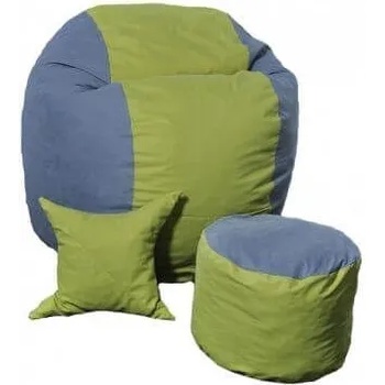 Image 1 of PUFRELAX Комплект, Барбарон с табуретка за крака и декоративна възглавница, 500л. Matusalem - Green Patch, Перящ се калъф, Подходящ за деца, Пълнеж с микс от мемори пяна и дунапрен, Гама Premium (PUF-M-MOP-PT-GRPA)